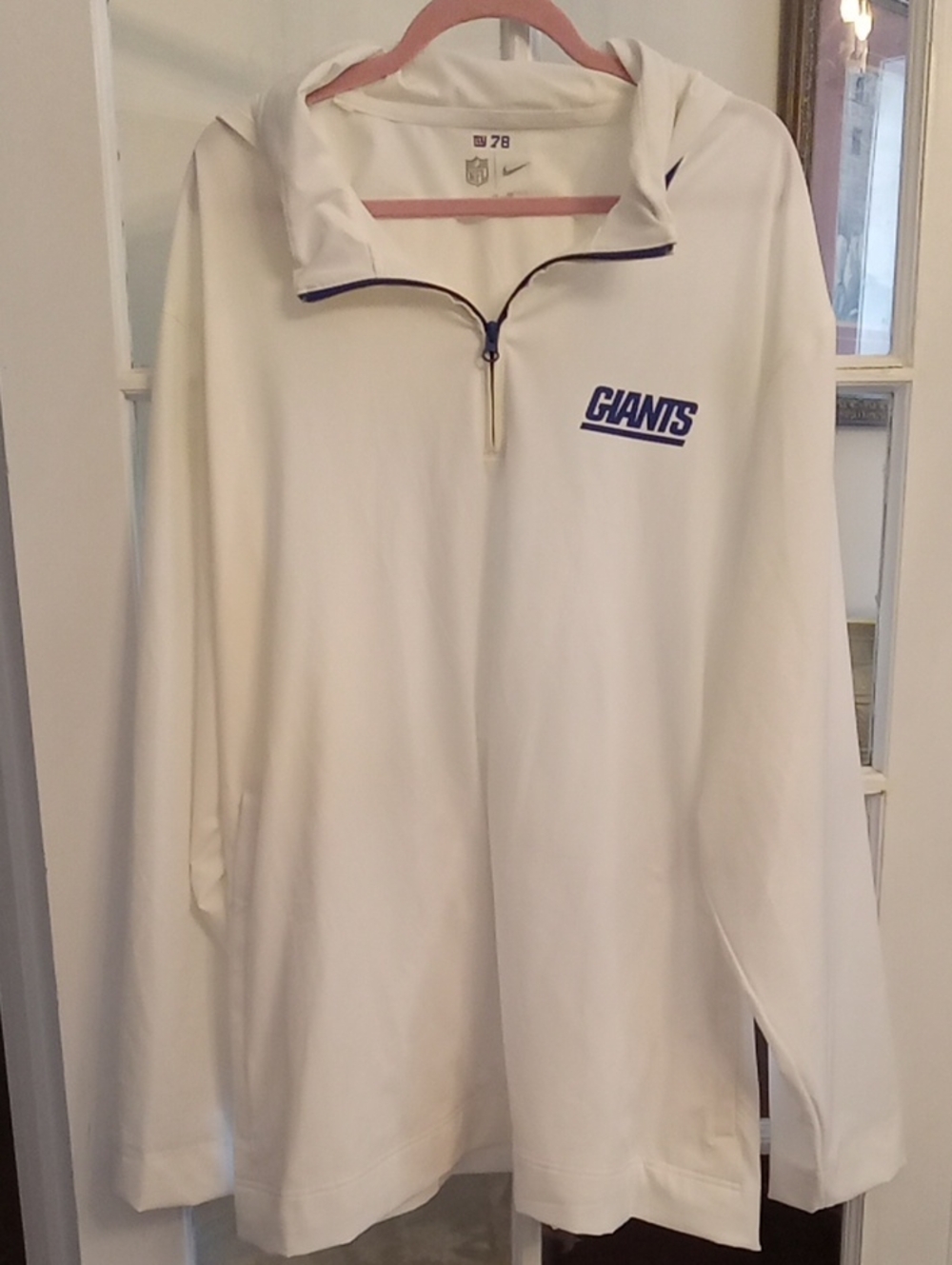 Nike New York Giants Sideline Packable Hood Jacket 3XL White 78 Quarter Zip